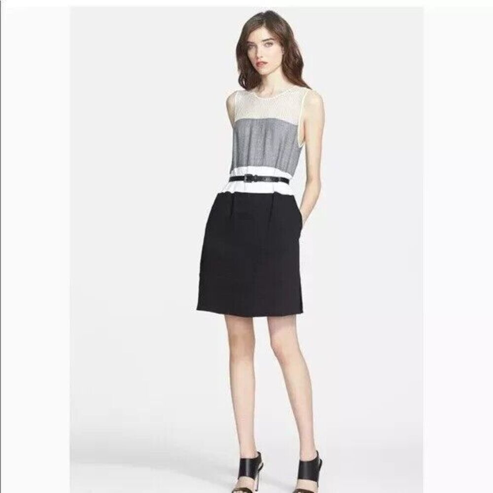 L'Agence Women's Colorblock Mesh Sleeveless Shift Mini Dress Size 6 - Picture 3 of 7